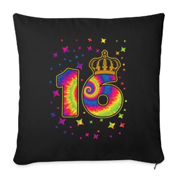 Tie-dye 16. Geburtstagsfeier 16 Jahre Alter - Sofakissenbezug 45 x 45 cm - Schwarz - Vorne