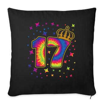 Tie-dye 17. Geburtstagsfeier 17 Jahre Alter - Sofakissenbezug 45 x 45 cm - Schwarz - Vorne