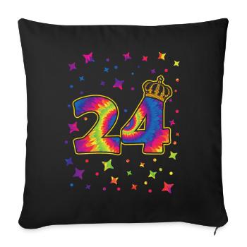 Tie-dye 24th birthday party 24 years old - Sofa pillowcase 17,3'' x 17,3'' (45 x 45 cm) - black - Front
