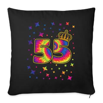 Tie-dye 55th birthday party 55 years old - Sofa pillowcase 17,3'' x 17,3'' (45 x 45 cm) - black - Front