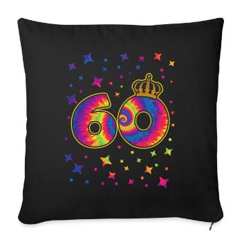 Tie-dye 60th Birthday Party 60 Years Old - Sofa pillowcase 17,3'' x 17,3'' (45 x 45 cm) - black - Front