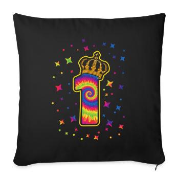 Batik-1. Birthday party 1-year-old celebrant - Sofa pillowcase 17,3'' x 17,3'' (45 x 45 cm) - black - Front