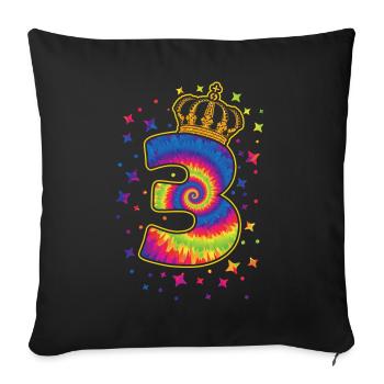 Tie-dye 3ème fête d’anniversaire 3 ans - Housse de coussin décorative 45 x 45 cm - noir - Devant