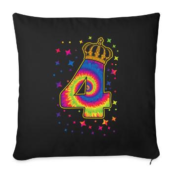 Tie-dye 4. Geburtstagsfeier 4 Jahre Alter - Sofakissenbezug 45 x 45 cm - Schwarz - Vorne