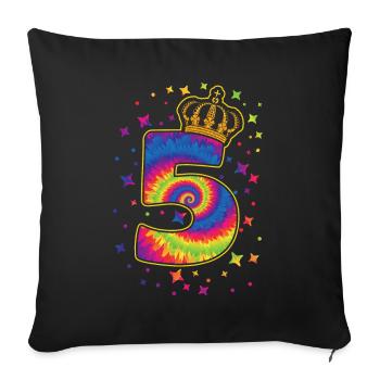 Tie-dye 5. Geburtstagsfeier 5 Jahre Alter - Sofakissenbezug 45 x 45 cm - Schwarz - Vorne