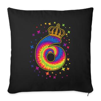 Tie-dye 6th birthday party 6 years old - Sofa pillowcase 17,3'' x 17,3'' (45 x 45 cm) - black - Front