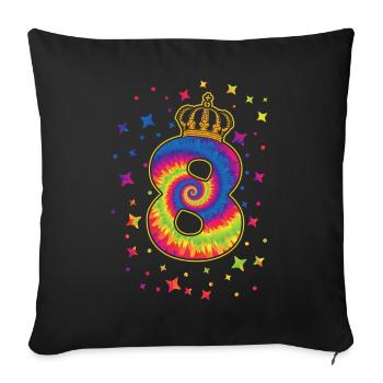 Tie-dye 8th birthday party 8 years old - Sofa pillowcase 17,3'' x 17,3'' (45 x 45 cm) - black - Front