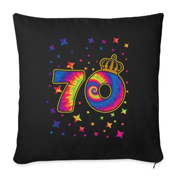 Tie-dye 70. Geburtstagsfeier 70 Jahre Alter - Sofakissenbezug 45 x 45 cm - Schwarz - Vorne