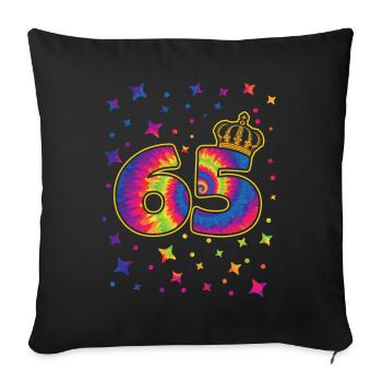 Tie-dye 65th birthday party 65 years old - Sofa pillowcase 17,3'' x 17,3'' (45 x 45 cm) - black - Front