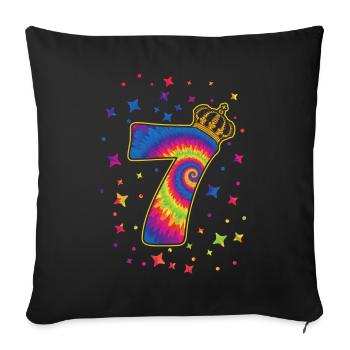 Tie-dye 7. Geburtstagsfeier 7 Jahre Alter - Sofakissenbezug 45 x 45 cm - Schwarz - Vorne