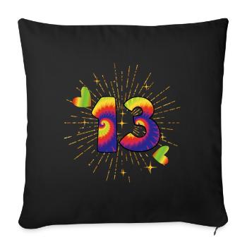 Tie-dye 13e anniversaire 13 ans - Housse de coussin décorative 45 x 45 cm - noir - Devant