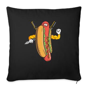 Hot Dog Ninja Karate Warrior Japan Gift - Sofa pillowcase 17,3'' x 17,3'' (45 x 45 cm) - black - Front