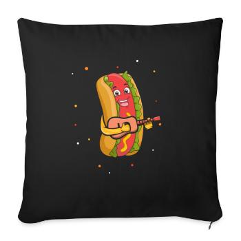 Guitarist Guitar Hot Dog Musician Guitar Hotdog - Sofa pillowcase 17,3'' x 17,3'' (45 x 45 cm) - black - Front
