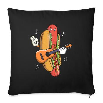 Guitarist Guitar Hot Dog Musician Guitar Hotdog - Sofa pillowcase 17,3'' x 17,3'' (45 x 45 cm) - black - Front