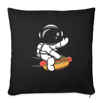 Hot Dog Fast Food Astronaut Astronomy - Sofa pillowcase 17,3'' x 17,3'' (45 x 45 cm) - black - Front
