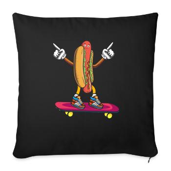 Hot Dog Skateboarder Skateboard skateboarding skateboard - Sofa pillowcase 17,3'' x 17,3'' (45 x 45 cm) - black - Front