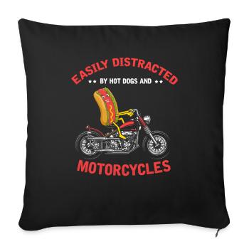 Hot Dog Moto MotoCycliste Biker Cadeau - Housse de coussin décorative 45 x 45 cm - noir - Devant