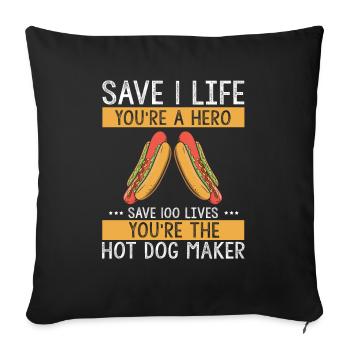 Hot Dog Maker Grill BBQ Hot Dog Grill Master - Housse de coussin décorative 45 x 45 cm - noir - Devant