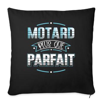Motard idée cadeau Passion moto humour citations - Housse de coussin décorative 45 x 45 cm - noir - Devant