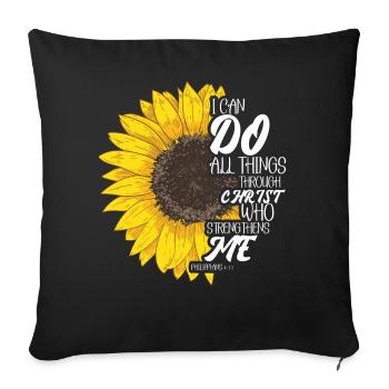 I Can Do All Things Through Christ Strengthens - Sofa pillowcase 17,3'' x 17,3'' (45 x 45 cm) - black - Front