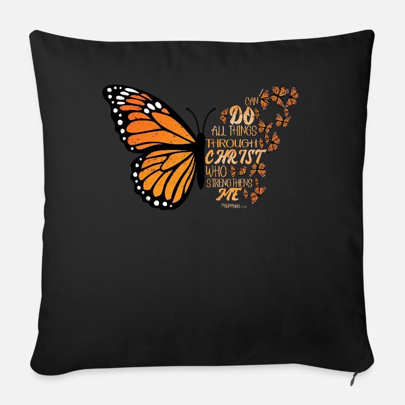 I Can Do All Things Through Christ Strengthens - Sofa pillowcase 17,3'' x 17,3'' (45 x 45 cm) - black