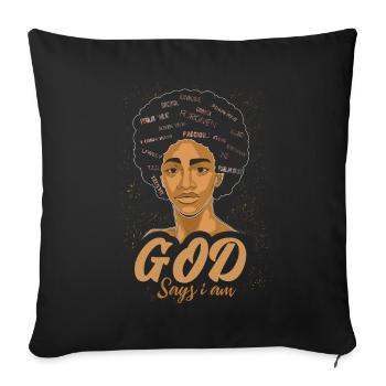 Une fille afro-américaine Dieu dit que je suis black pride - Housse de coussin décorative 45 x 45 cm - noir - Devant