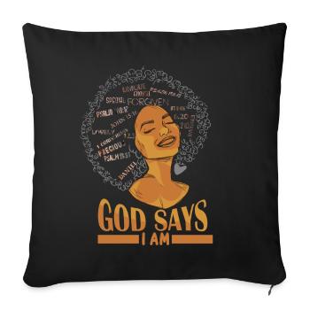 African American Girl God Says I Am Black Pride - Sofa pillowcase 17,3'' x 17,3'' (45 x 45 cm) - black - Front