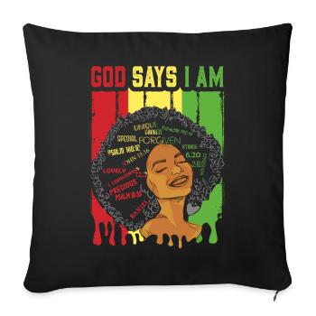 Une fille afro-américaine Dieu dit que je suis black pride - Housse de coussin décorative 45 x 45 cm - noir - Devant