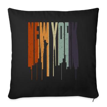 New York Skyline Heartbeat Statue of Liberty - Sofa pillowcase 17,3'' x 17,3'' (45 x 45 cm) - black - Front