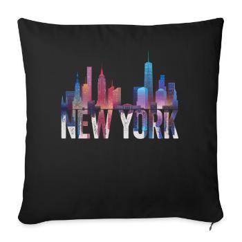 New York Skyline Heartbeat Statue de la Liberté - Housse de coussin décorative 45 x 45 cm - noir - Devant