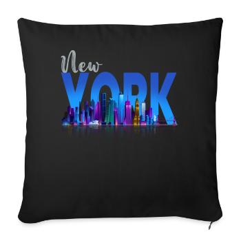New York Skyline Heartbeat Statue de la Liberté - Housse de coussin décorative 45 x 45 cm - noir - Devant