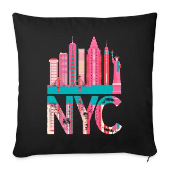 New York Skyline Heartbeat Statue of Liberty - Sofa pillowcase 17,3'' x 17,3'' (45 x 45 cm) - black - Front