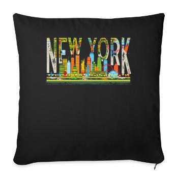 New York Skyline Heartbeat Statue de la Liberté - Housse de coussin décorative 45 x 45 cm - noir - Devant