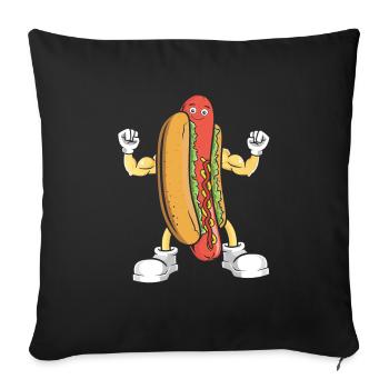Hot Dog Bodybuilding Fitness Gym Gift - Sofa pillowcase 17,3'' x 17,3'' (45 x 45 cm) - black - Front