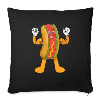 Hot Dog Bodybuilding Fitness Gym Gift - Sofa pillowcase 17,3'' x 17,3'' (45 x 45 cm) - black - Front
