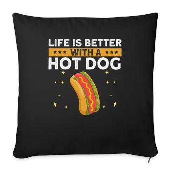 Hot dog adore la saucisse de pomme de terre hot-dog - Housse de coussin décorative 45 x 45 cm - noir - Devant