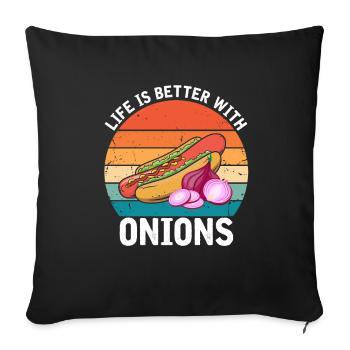Hot Dog Love Hot Dog Pomme de terre Ketchup - Housse de coussin décorative 45 x 45 cm - noir - Devant