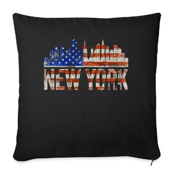 New York Skyline Heartbeat Statue de la Liberté - Housse de coussin décorative 45 x 45 cm - noir - Devant