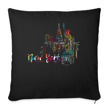 New York Skyline Heartbeat Statue de la Liberté - Housse de coussin décorative 45 x 45 cm - noir - Devant