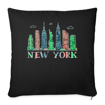 New York Skyline Heartbeat Statue de la Liberté - Housse de coussin décorative 45 x 45 cm - noir - Devant