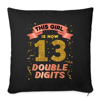 Cette fille a maintenant 13 ans à deux chiffres 13. - Housse de coussin décorative 45 x 45 cm - noir - Devant