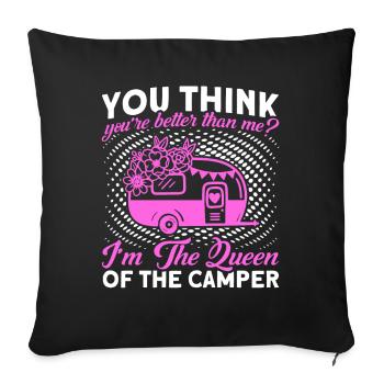 Camping camping en plein air Camping Camping - Housse de coussin décorative 45 x 45 cm - noir - Devant