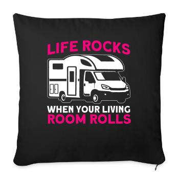 Camping camping en plein air Camping Camping - Housse de coussin décorative 45 x 45 cm - noir - Devant