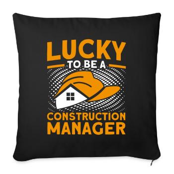 Happy Foreman Directeur de la construction Projet de construction - Housse de coussin décorative 45 x 45 cm - noir - Devant