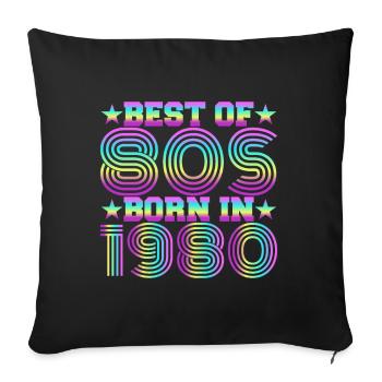 Le meilleur des années 80 né en 1980 Vintage - Housse de coussin décorative 45 x 45 cm - noir - Devant