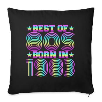 Le meilleur des années 80 né en 1983 Anniversaire vintage - Housse de coussin décorative 45 x 45 cm - noir - Devant