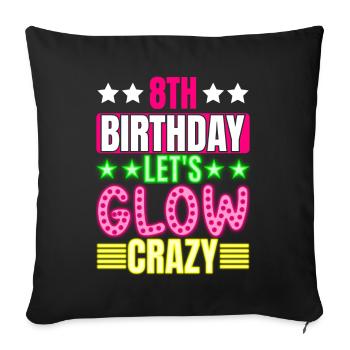 8e anniversaire Let's Glow Crazy Colorful 8 ans - Housse de coussin décorative 45 x 45 cm - noir - Devant