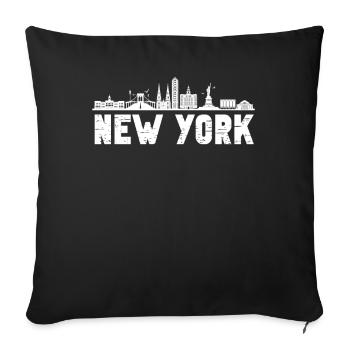 New York Skyline Heartbeat Statue de la Liberté - Housse de coussin décorative 45 x 45 cm - noir - Devant