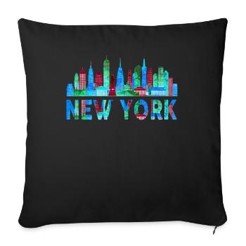 New York Skyline Heartbeat Statue of Liberty - Sofa pillowcase 17,3'' x 17,3'' (45 x 45 cm) - black - Front