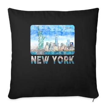 New York Skyline Heartbeat Statue de la Liberté - Housse de coussin décorative 45 x 45 cm - noir - Devant